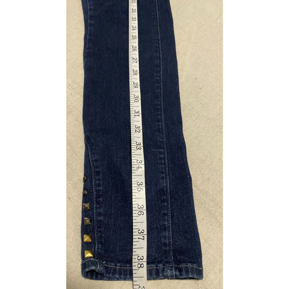 7 for all Mankind Skinny Jeggings Size 27 Dark Denim Jeans Studded Jeweled Legs - Picture 13 of 14